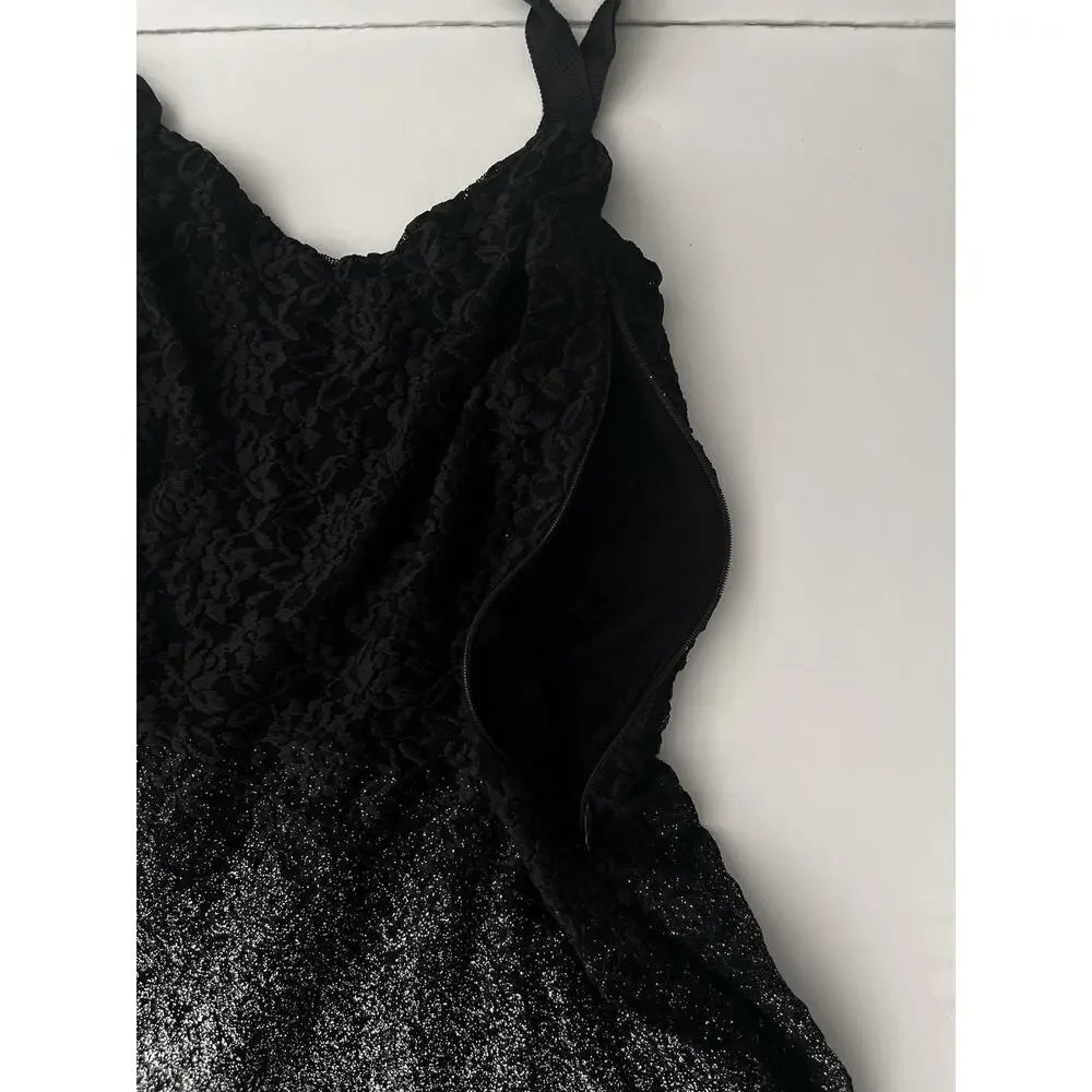 Free People Dress Women S Black Silver Lace Fit & Flare Mini Party New Years